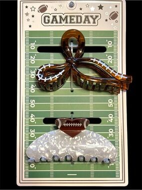 NWT•Game Day Football theme hair clips